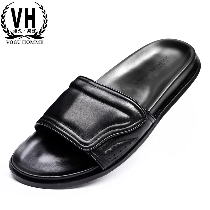 

Summer real leather sandals men leisure magic open-toed lazy shoes British fashion sandals flip-flops casual Shoes beach outdoor