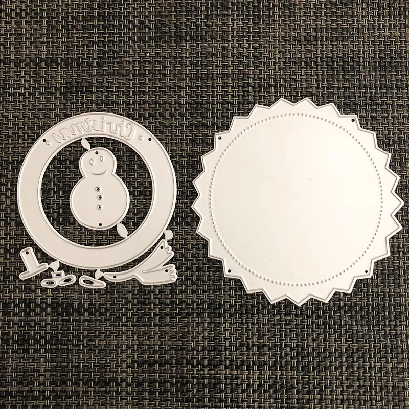 

FEESTIGO 2 Pcs/set Snowman Cutting Die Cut Scrapbooking Circle Metal Cutting Dies New 2018 Christmas Die Cuts For Card Making