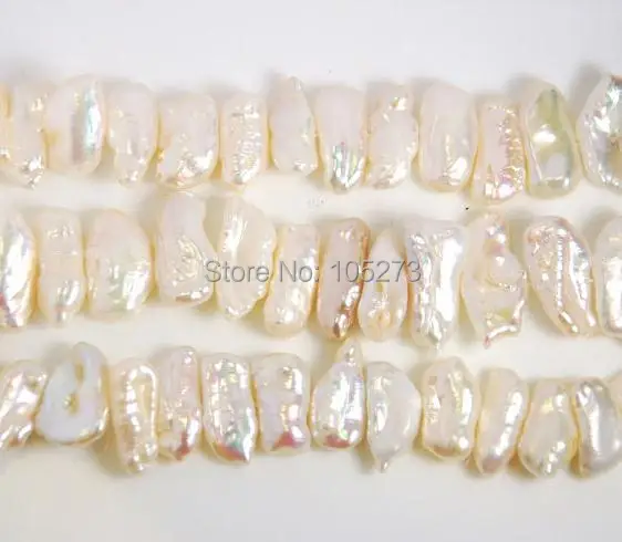 

Full 15 Inch Strand:Freshwater Biwa Peals,Small Size,15mmx7mm to 19mmx9mm,Grade AA,Natural White Color Jewelry