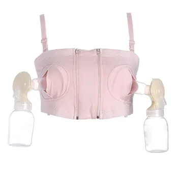 

2018 New Maternity Breast Pump Hands-Free Bra Breastfeeding Bra Pumping Milk Bras Cotton Spandex Pink Pregnant Nursing Underwear