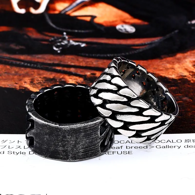 Man Wide Chain Knitting Ring Personality Exagerrated Stainless Steel Special Jewelry BR2018 US size