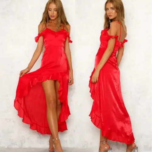 

2018 New Fashion Hot Sexy Women's Bridesmaid Prom Ball Formal Party Asymmetrical Long Maxi Dress