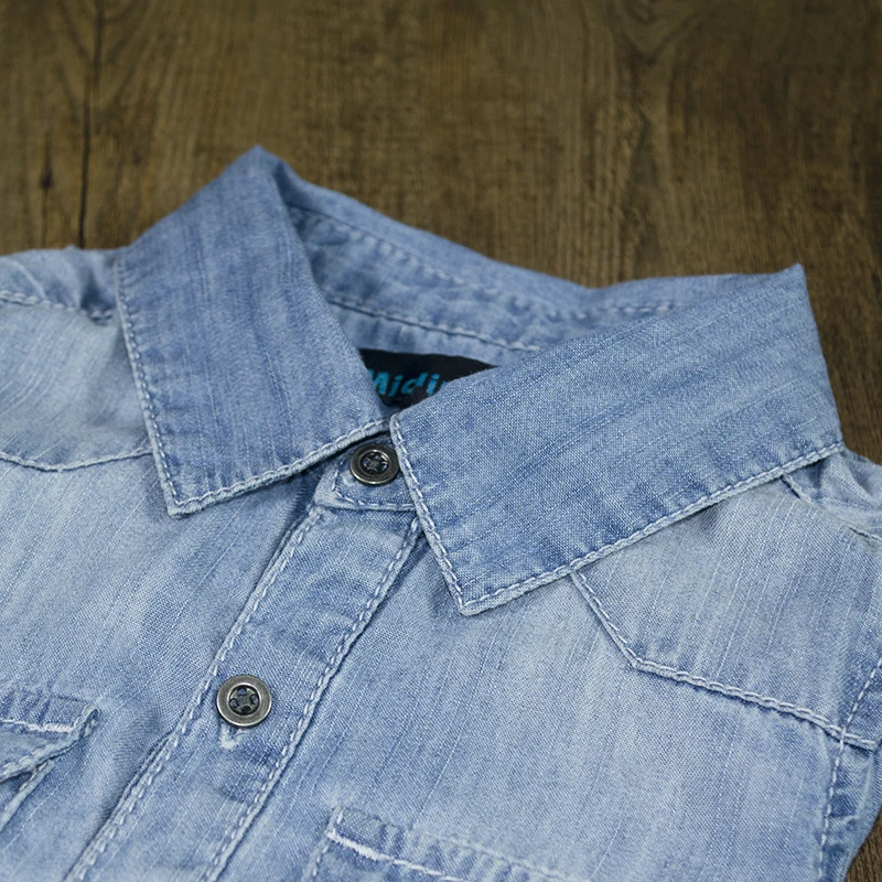 6New Year Boys Denim Shirts Blouse Kids Jeans Tops Long Sleeve Cowboy Cotton Pocket