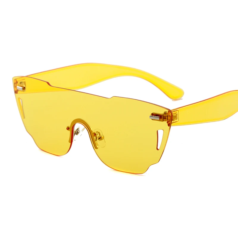 Большие женские солнцезащитные очки без оправы, зеленые, белые, розовые, желтые, большие, без оправы, женские модные солнцезащитные очки, ретро, праздничные очки - Цвет линз: c5