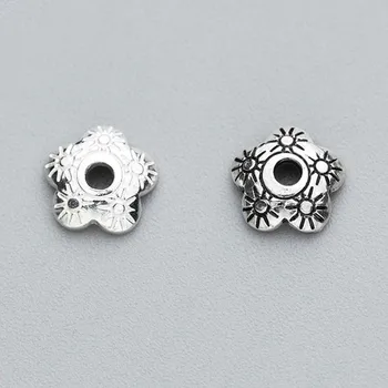 

10pcs/lot High Quality 100% 925 Sterling Silver Craft Flower Bead Caps Hand Made Tassel Fringe End Cap DIY Fancy Jewelry Making