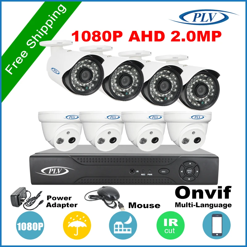 Full HD Surveillance 8CH CCTV Kit 1080P 8 Channel CCTV AHD DVR 8PCS 2.0 MP IR Security Camera Indoor&Outdoor CCTV Camera System