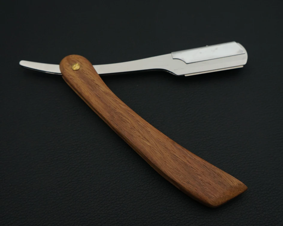 Lidar com Barbear Corte de Cabelo Clássico Masculino Navalha Rosewood Lâmina Substituível Barbeador Profissional Barbeiro Sobrancelha 8 Barbeador clássico masculino com cabo de jacarandá