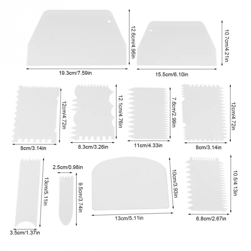 10 шт. скребок для льда для торта Гладкий скребок резаки инструмент шлифовки набор пластиковый нож для теста шпатели для торта инструменты для выпечки
