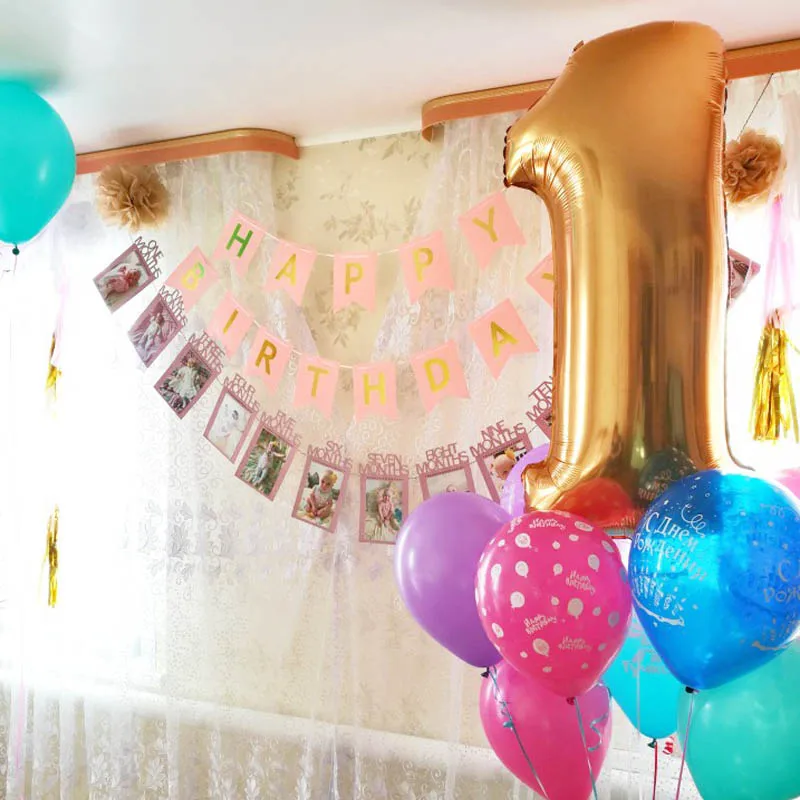 1 костюм, розовые/синие воздушные шары для первого дня рождения с короной принцессы и принца для мальчиков и девочек, Беби Шауэр детский вечерние украшения на день рождения