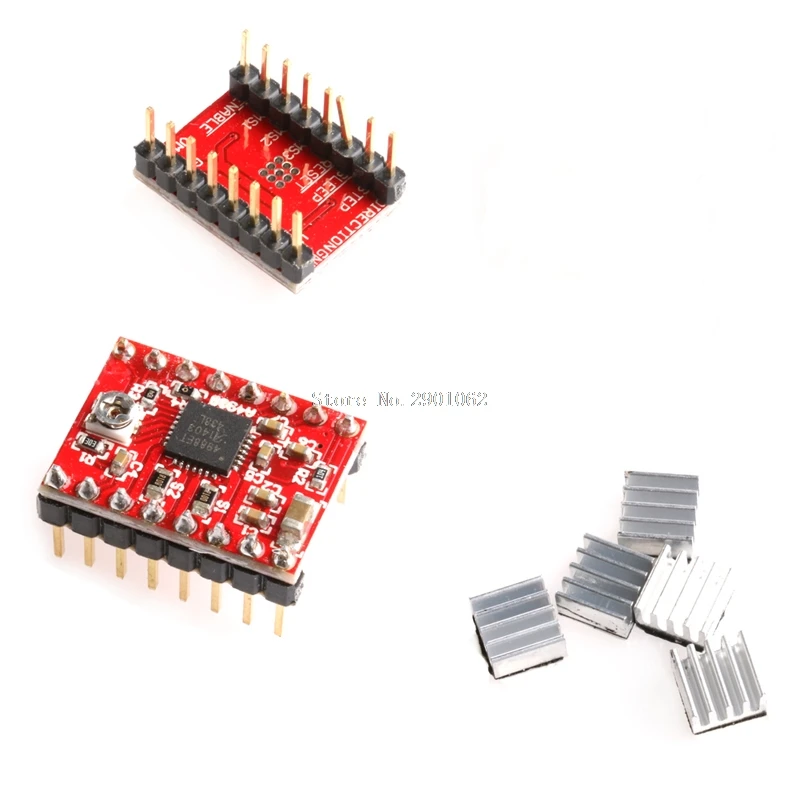 Шаговый Драйвер StepStick A4988 + радиатор для 3D принтера Reprap Pololu красный драйвер
