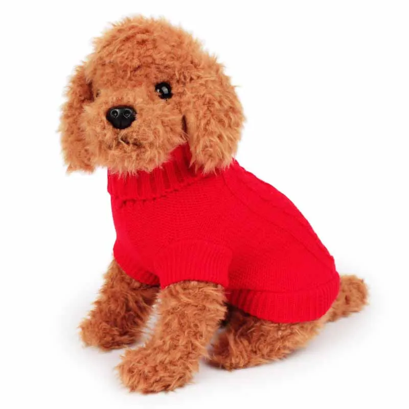 2016 Designer Pet Clothes Turtleneck Small Dog Sweater Winter Apparel for Chihuahua Pure Color Classic Pet Cat Dog Costume Wholesale4