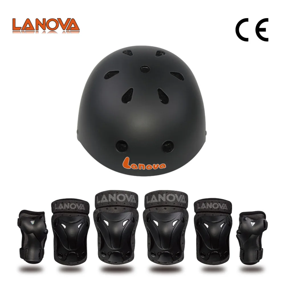LANOVA Kids 7pcs Protective Gear Set Kids helmet Knee Elbow Pads Wrist Protector Scooter Cycling Roller Skate helmet