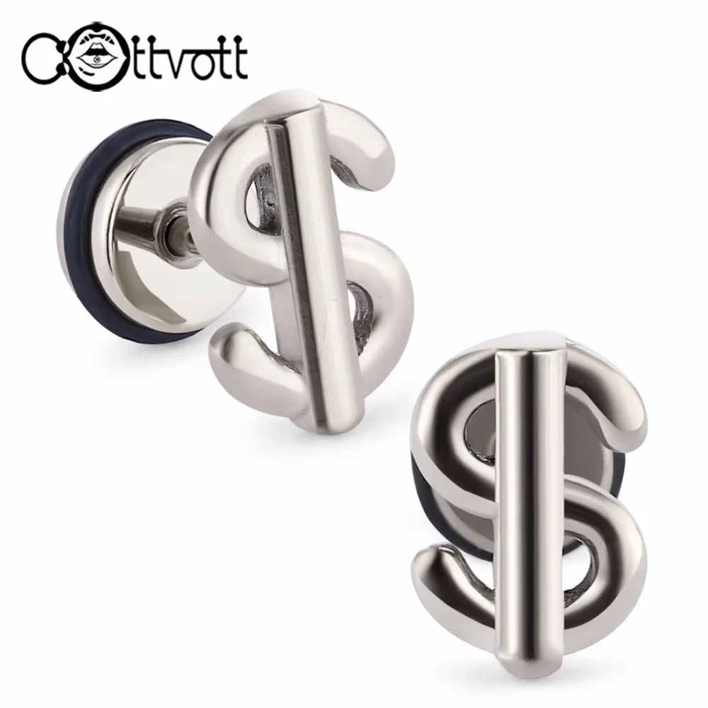 2pcs/lot Trendy Dollar Sign Ear Plugs and Tunnels Earrings Cartilage