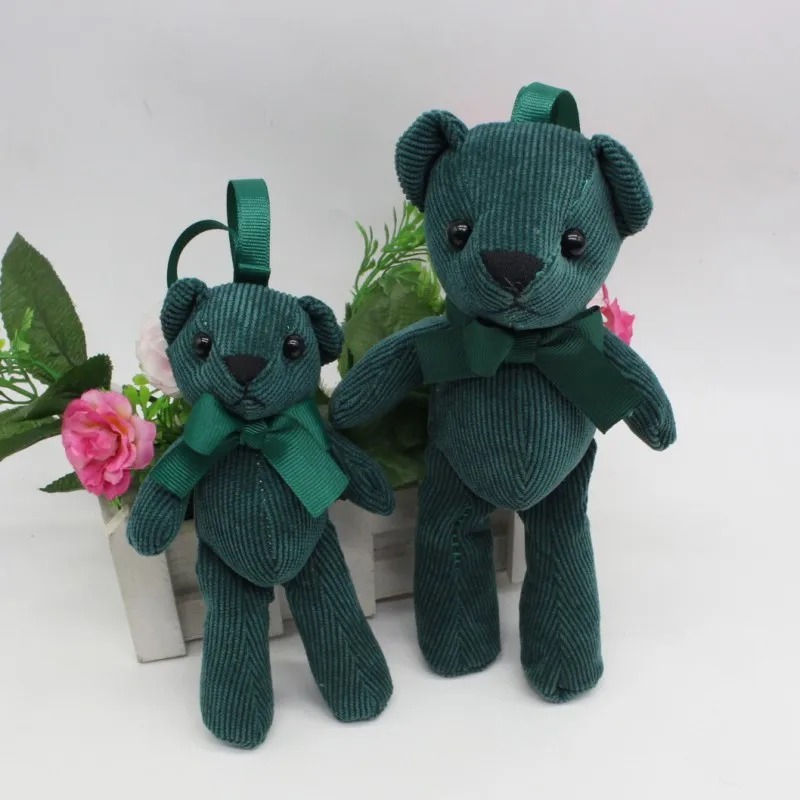 Luxury Bowtie Teddy Bear Dolls Toys Corduroy Stripe Bear Cloth Doll Small Key Bag Pendants Wedding Party Flower Decor 1418cm 10pcs (1)