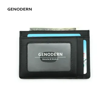 

GENODERN Genuine Leather Credit Card Holder RFID Blocking Card Holders Wallet First Cowhide Card Holders Case Gift for Man
