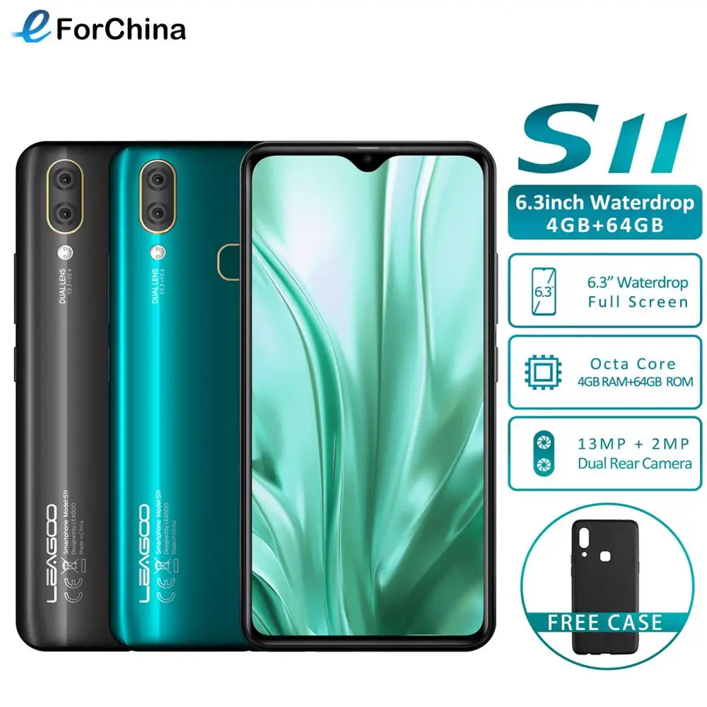 Leagoo S11 Смартфон Android 9,0 мобильный телефон 6,3 ''экран капли воды MT6762 Helio P22 Восьмиядерный 4 Гб ОЗУ 64 Гб ПЗУ Лицо ID OTG