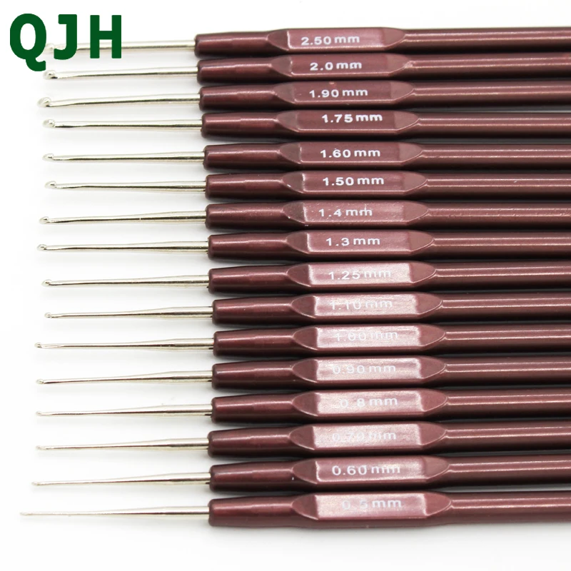 16 шт пластиковая ручка стальной крючок вязальный пакет для игл Процесс вязания 0,5 мм-2,7 мм 16 размер
