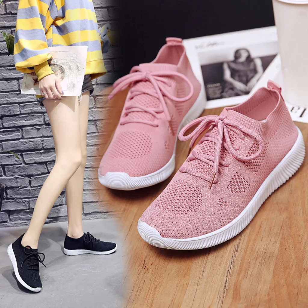 

Sneakers women running shoes 2019 solid breathable mesh casual shoes woman lace-up sneakers comfort unisex sports women sneakers