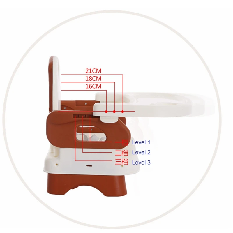 Безопасный PP пластиковый портативный регулируемый обеденный высокий стульчик для детей с трехточечным ремнем безопасности складной детский стульчик для кормления