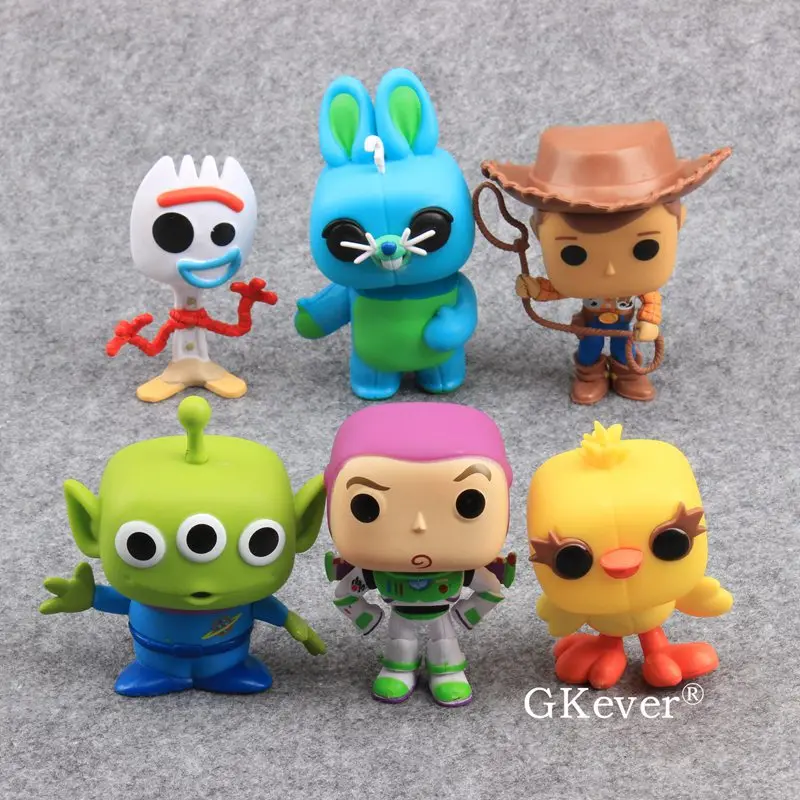 

6 Pcs/Set TOY STORY 4 Woody Forky Buzz Bunny Ducky Action Figure Kids Toy Cake Topper 9-13 cm Gift to Kids