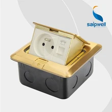 Роскошный Золотой Cu напольная розетка/Франция стиль розетка и телефонный интерфейс скрытая розетка 16A 220V(SPD-2F/CC1-9