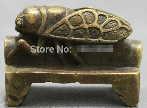 

0 Folk Chinese Bronze Sculpture FengShui Animals Insect Spittor Fly Cicada Statue