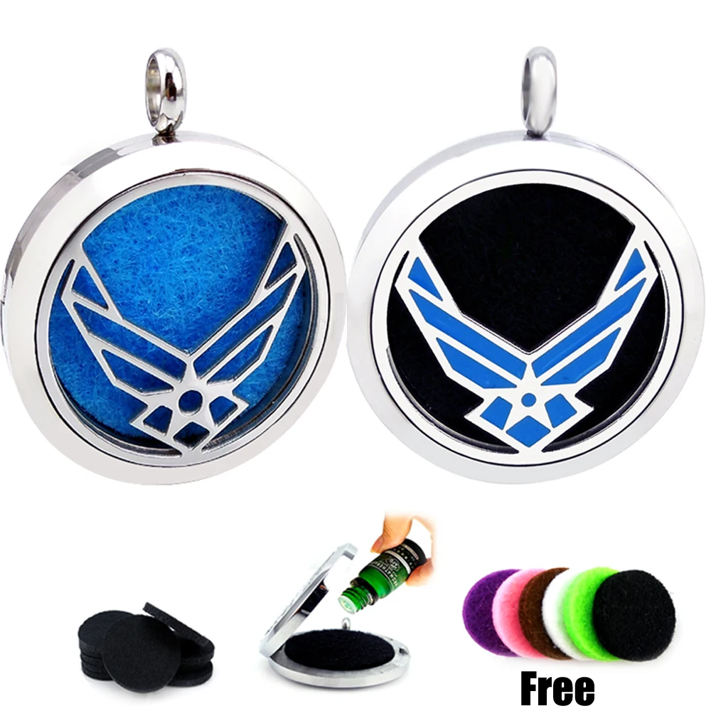 

Chain Free Air Force Wing (30mm) Aromatherapy / Essential Oils Stainless Steel Diffuser Locket Free Pads(Welcome Dropship)