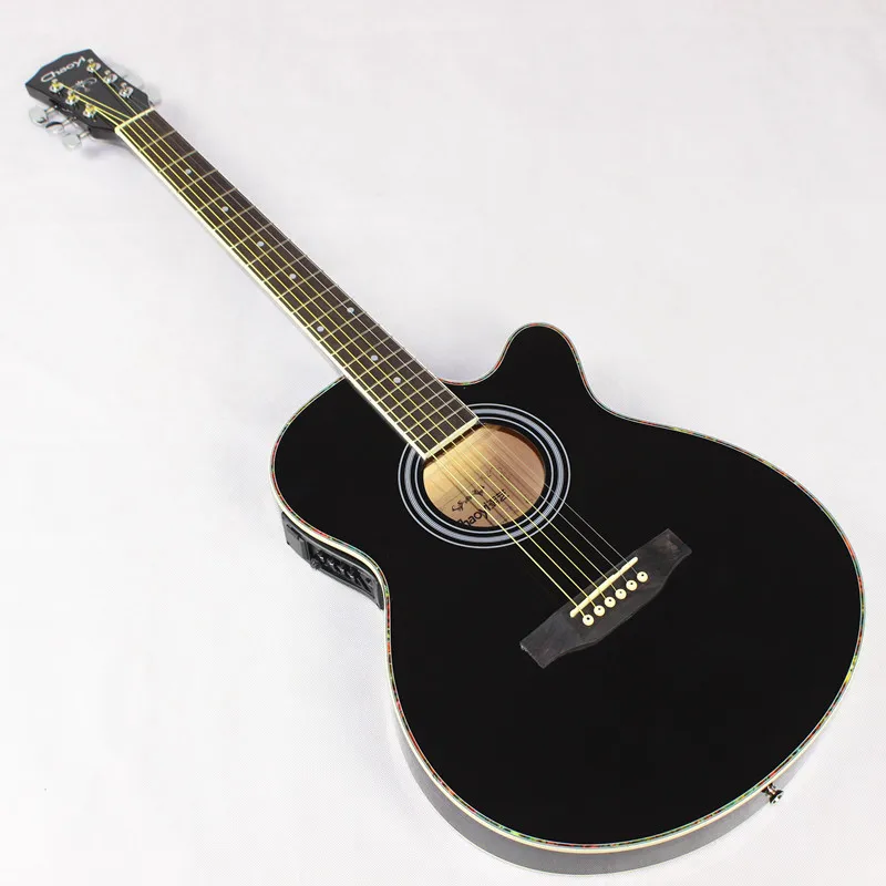 Thin Body Electro Acoustic Electric Steel String Flattop Guitar Jumbo