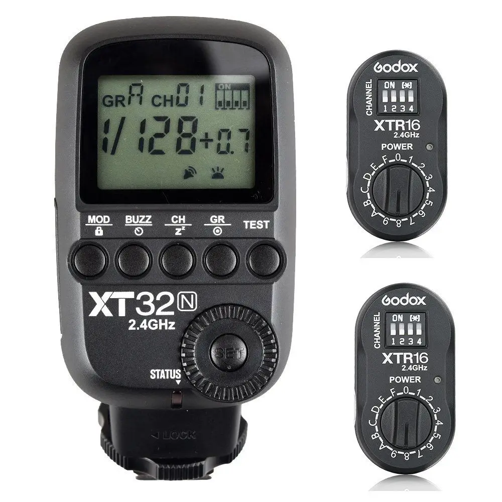 

XT32N 1/8000s HSS 2.4G Wireless Flash Trigger 2x Receiver XTR-16 For Nikon Godox