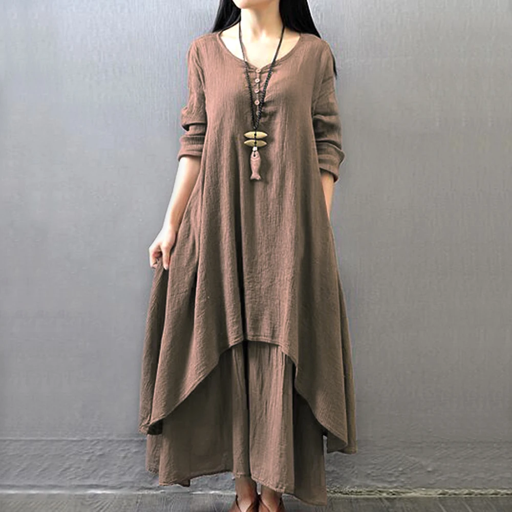 Cena Kobiety niebieski kolor Maxi sukienka lato Vintage Boho V Neck trzy czwarte rękawy sukienki do kostek szata kobieta Plus rozmiar