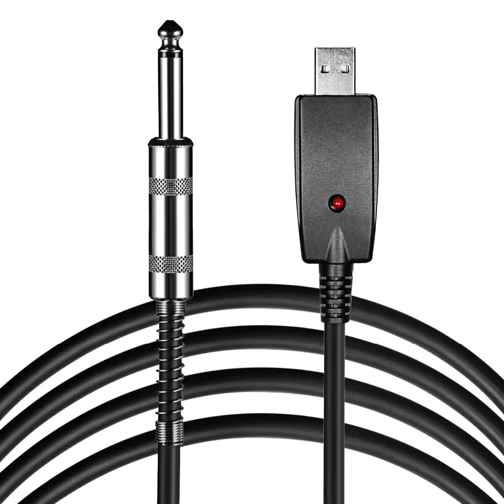 Neewer 10 feet USB Interface Male to 6.35mm 1/4 inch Electric Guitar