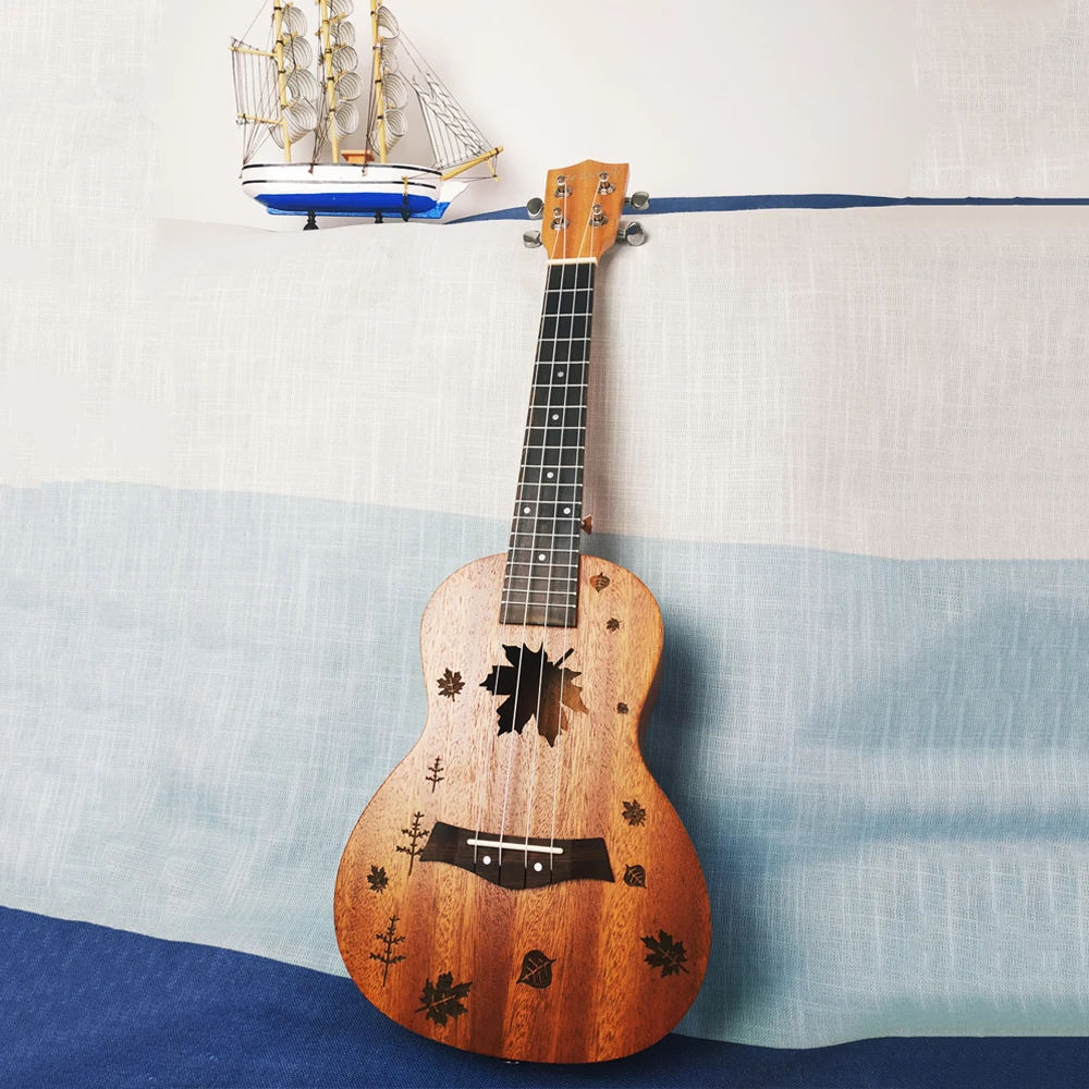 

Maple Ukulele 23 inch Hawaiian Mini Guitar 4 String Mahogany Beginner Practice with Picks UK100