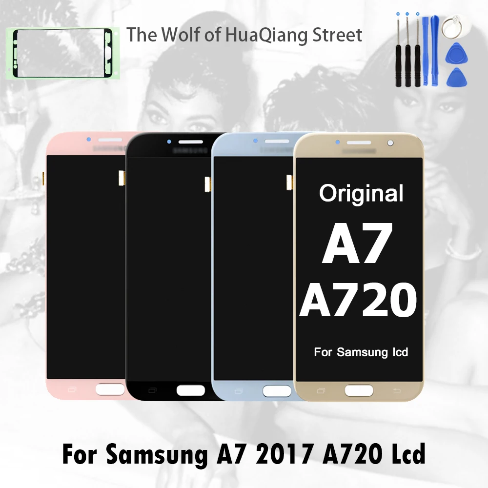 

Super AMOLED Display for SAMSUNG Galaxy A7 2017 A720 A720F A720M A720Y LCD Touch screen Digitizer Assembly Replacement