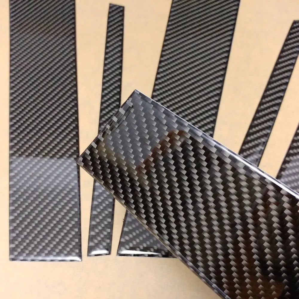 Genuine Carbon Fiber 6pcs Window Pillar Posts Trim Thin Cover For
