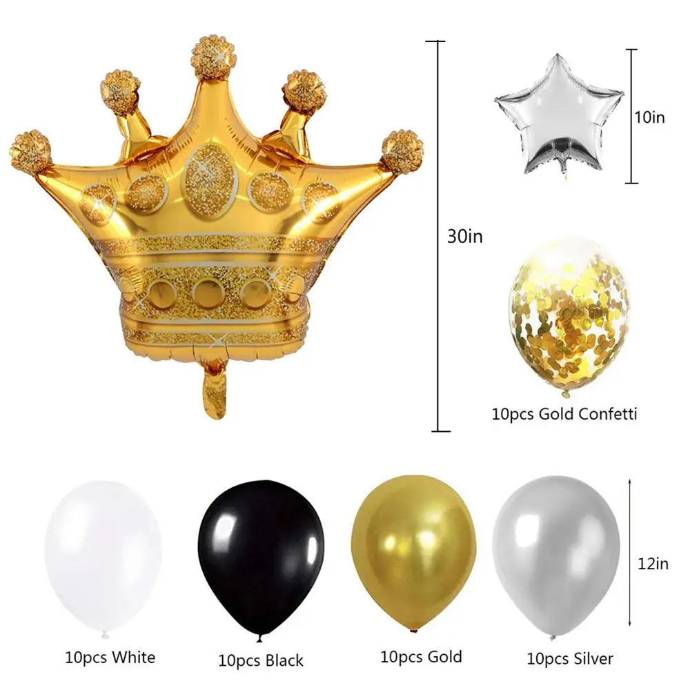 92pcs/lot Black Gold Series Party Decoration Balloon Set Happy Birthday Happy Birthday Tissue Paper Flower Birthday Supplies