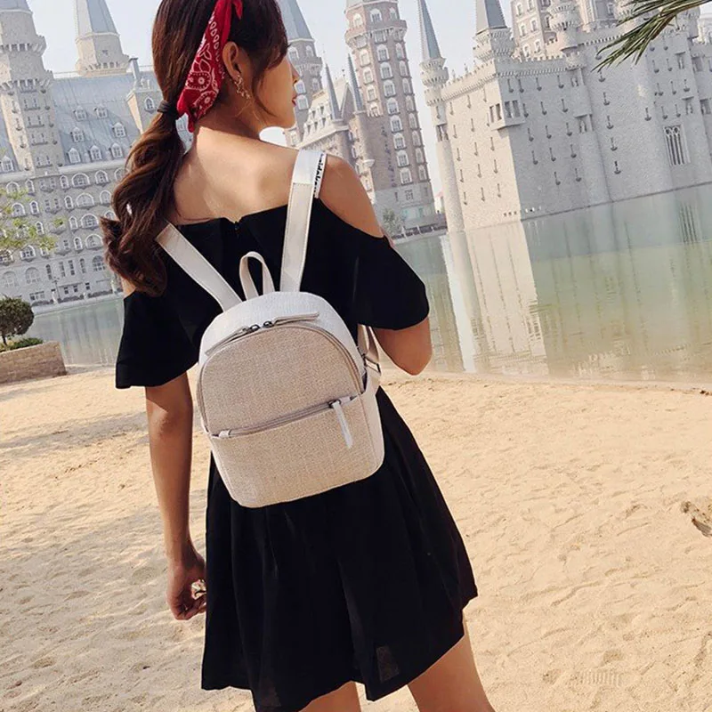 New Women Fahsion Canvas Backpacks Student Travel Female Casual Shoulder Bags Lady Weave Mochila Holiday Knit Back Pack BP3015 (17)