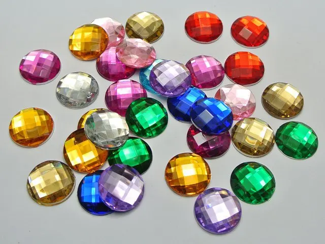 Многоцветный 100 смешанных Цвет Акриловые Flatback Rhinestone круглые Gem Бусины 20 мм Нет отверстия - Цвет: Многоцветный