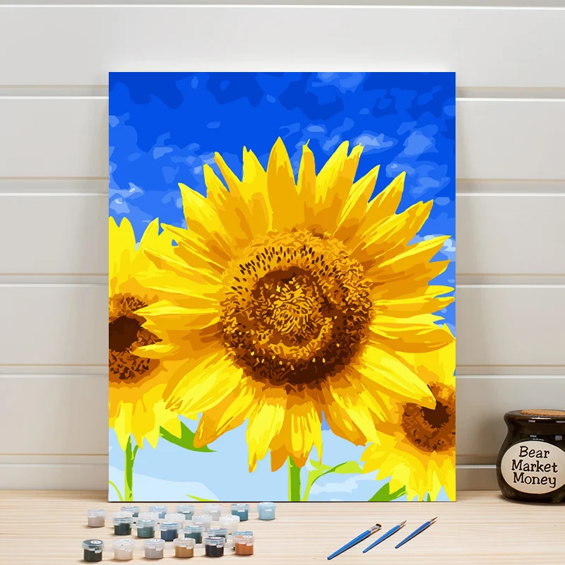 

Flower DIY Paint By Numbers On Linen Canvas Acrylic Coloring Wall Artwork Pictures Hand Painted Oil Painting For Home Decoration