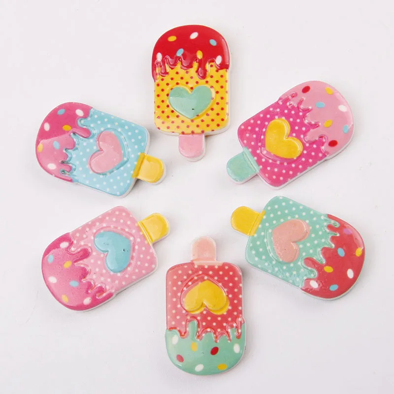 

20pcs Kawaii Ice Cream Cabochon Flatback Resin Scrapbooking Crafts For Phone Accessories 21*35mm