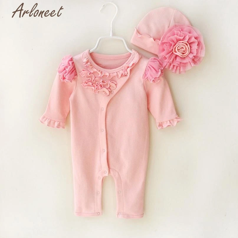 FASHIONNewborn Infant Baby Girls Cap Hat+Romper Bodysuit Playsuit Clothing Set Outfit Baby Sets 7.20