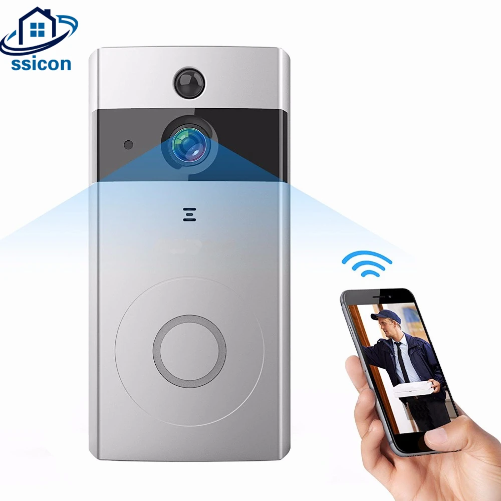 

SSICON 720P WI-FI Doorphone Battery Wireless Bell Camera Night Vision Two-Way Audio Battery Operation WIFI Doorbell Camera