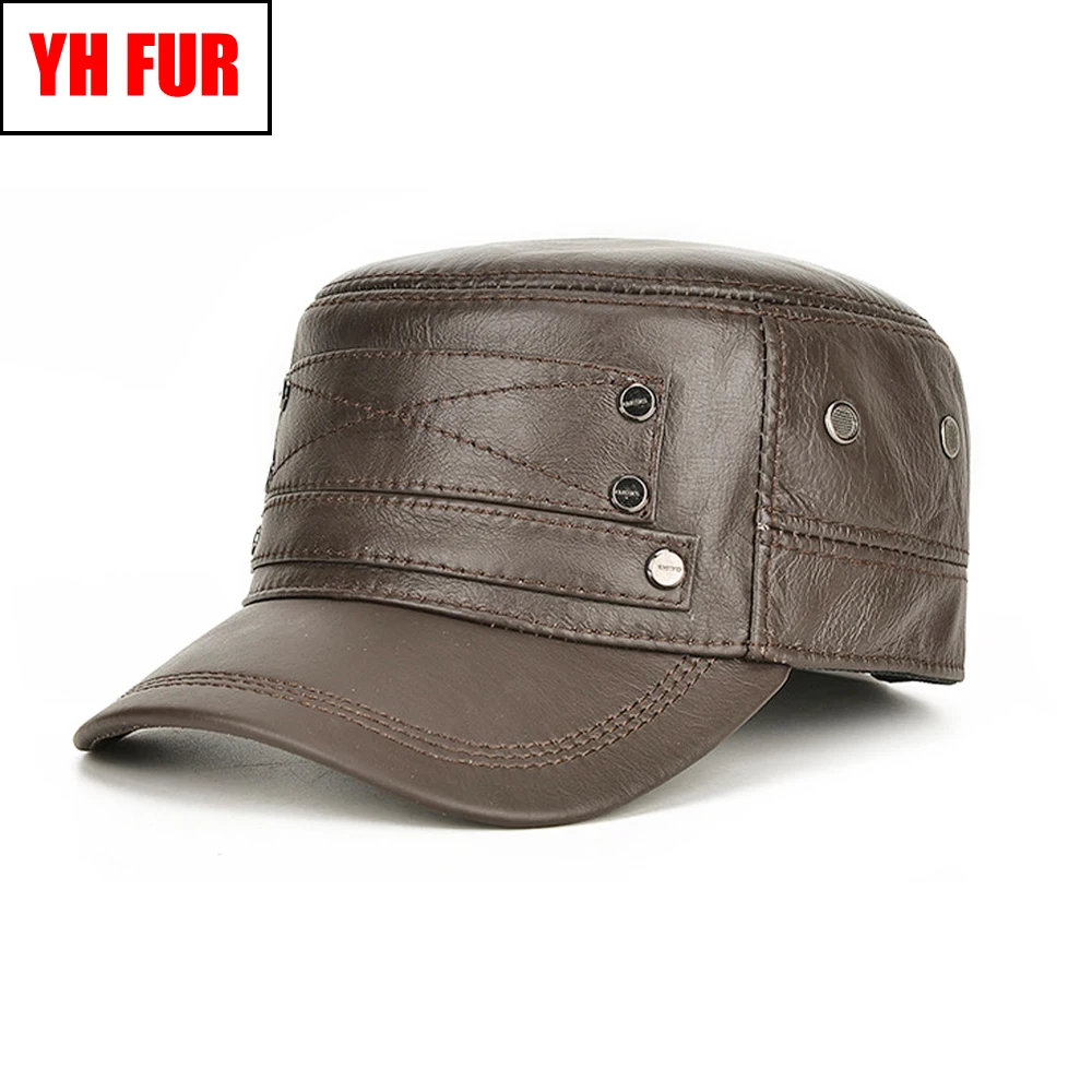 Новая мужская бейсбольная Кепка из натуральной воловьей кожи, брендовая качественная гладкая Кепка из натуральной кожи, осенне-зимняя мужская шапка из натуральной воловьей кожи