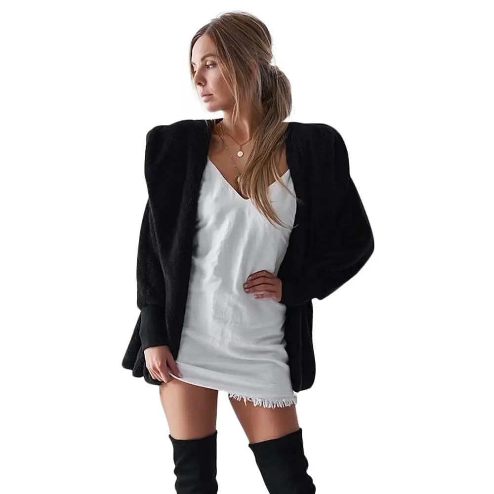 Wool Winter Coat Women Autumn Wide Lapel Loose Jacket Female Casual Jumper 2018 Velvet Coat 