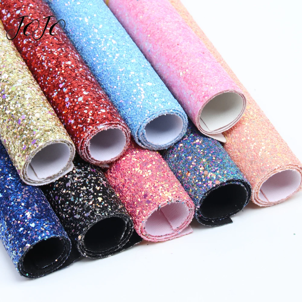 

JOJO BOWS 22*30cm Chunky Glitter Sequin Fabric Shiny Solid Sheets DIY Hair Bows Material Apparel Sewing Home Textile Bed Sheets