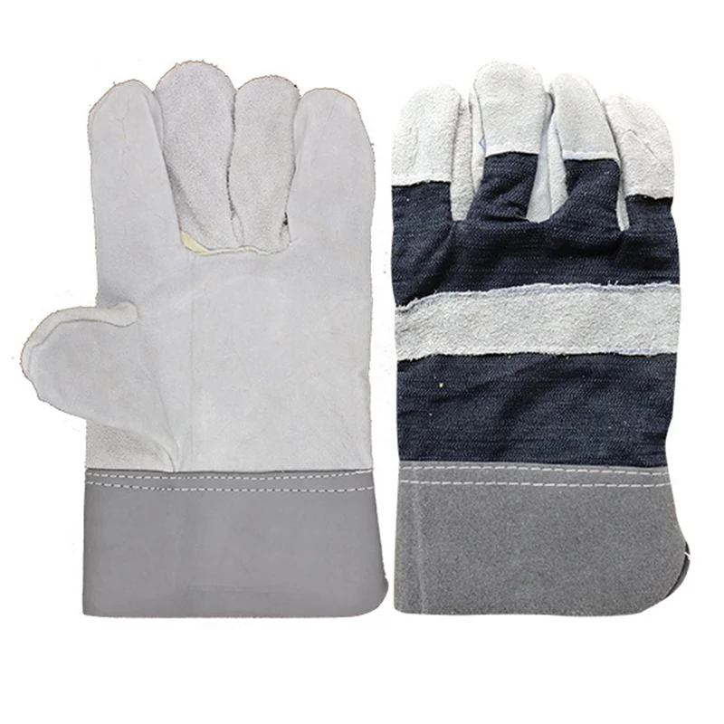 

White Cowhide Work Gloves for driving/Welding/Gardening/Cutting/Construction/Motorcycle, Wear-Resistant, Elastic Wrist,Men&Women
