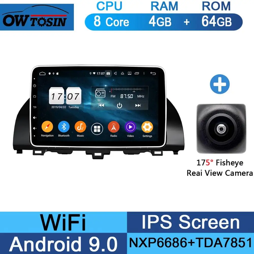 10," ips Android 9,0 8 ядерный 4 Гб ram+ 64 ГБ rom Автомобильный DVD радио плеер gps для Honda ACCORD 10 DSP CarPlay Parrot BT Adas стерео - Цвет: 64G Fisheye Camera