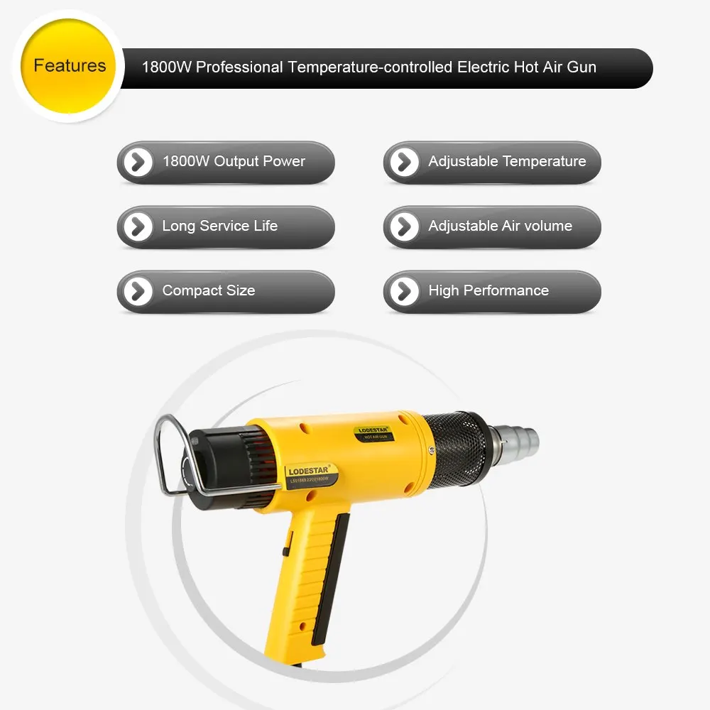 

1800W AC220V Electric hot air gun hot gun soldering Heat Gun Air Heater Thermoregulator Temperature Shrinking Welding Tool