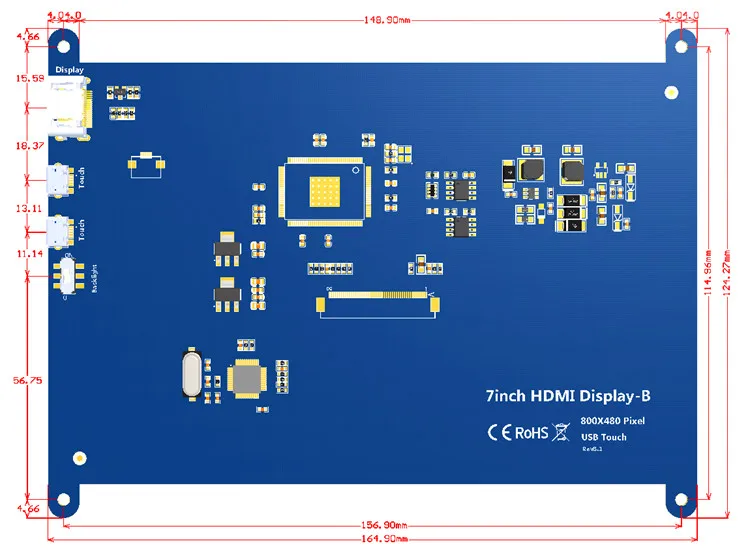 7,0 ''Raspberry Pi3 дисплей емкостный сенсорный экран HDMI HD lcd TFT 1024X600 800x480 монитор для Raspberry Pi 2B B pcduwin8