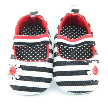 

Newborn Baby Girls Flower Cotton Shoes Soft Soled Striped Crib Shoes Age 0-18M QL