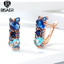 BISAER 2 цвета серебряный цвет простые геометрические серьги-гвоздики для женщин прозрачный кубический циркон серьги ювелирные изделия